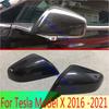 For Tesla Model X 2016 - Car Accessories Carbon Fiber Style Door Side Mirror Cover Trim Rear View Cap Overlay Garnish