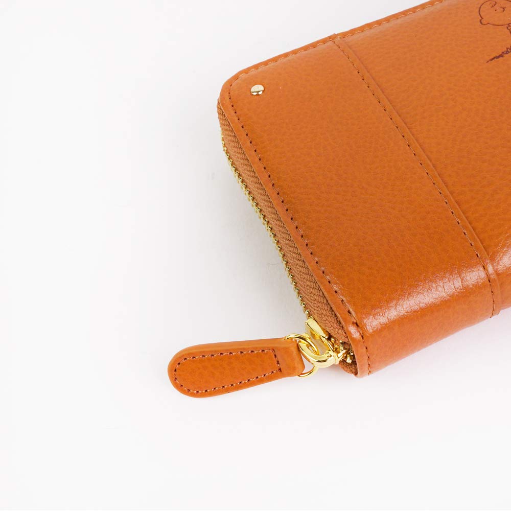 Snoopy Women's Long Wallet with Round Zipper, Cute Charlie Brown Design, Simple and Cute Snoopy Character Design, Large Capacity, Long Wallet (Camel)