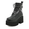 Women Boots Punk Style Platform Boots High Quality Leather Gothic Women Ankle Booties Chain Chunky Thick Sole Boots Botas Mujer