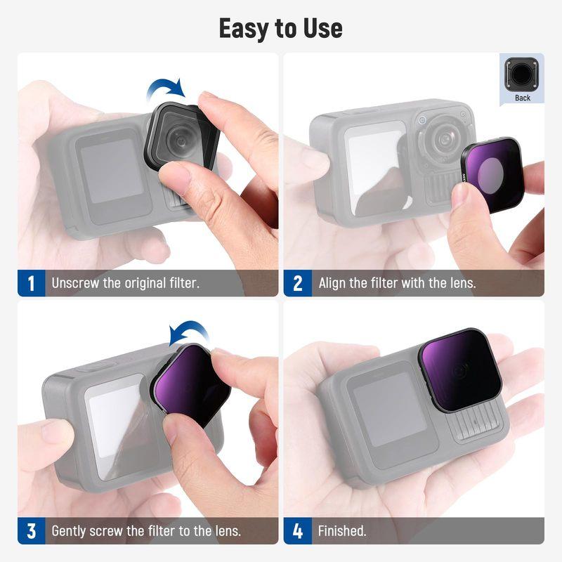 NEEWER CPL ND Фильтр для GoPro Hero 13 12 11 10 9 HD Сверхтонкий Круговой Поляризатор Нейтральной Плотности С Многослойным Покрытием Фильтры для Экшн-Камер