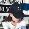 Ensfarvet Baseballcaps med Smilende Ansikt Dame Trendy Hatt Herre Vår og Sommer Allsidig Caps med Skygge Studentpar Solhatt