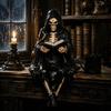 Halloween Skeleton Figurine Decoration Sitting Man Sculpture Fantasy Reading Men Statue  Home Decor