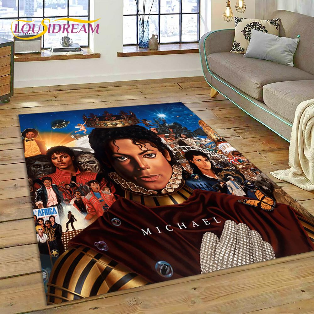 Tapis MJ King of Pop Michael Jackson pour Salon Chambre Décoration de Maison, Tapis de Sol Antidérapant Décoration pour Canapé Paillasson Cadeau