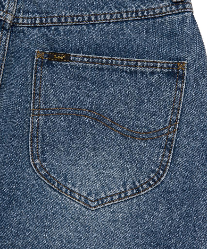 Lee Denim Belted Long Skirt In Indigo Dark