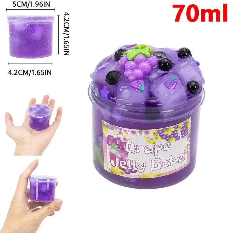QU 70/300ml Large Capacity Crunchy Slime Kit Premade Crystal Slime Set Super Soft and Non-Sticky Jelly Cube Slime Party Favor