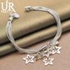 925 Sterling Silver Five Snake Chain Star Bracelet Fashionable Wedding Jewelry