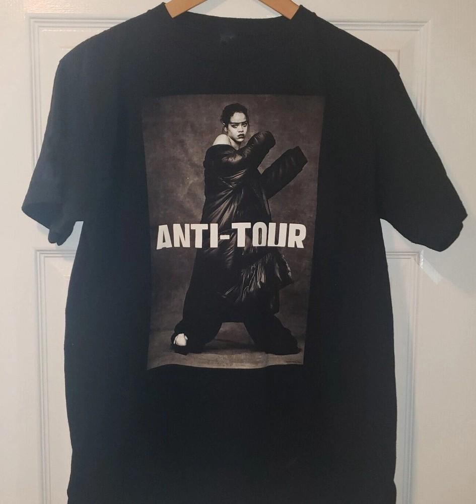 Vintage Rihanna Anti-Tour Pánské039;s Černé tričko Bavlna Všechny velikosti S-345XL 1HRA21 Unisex tričko