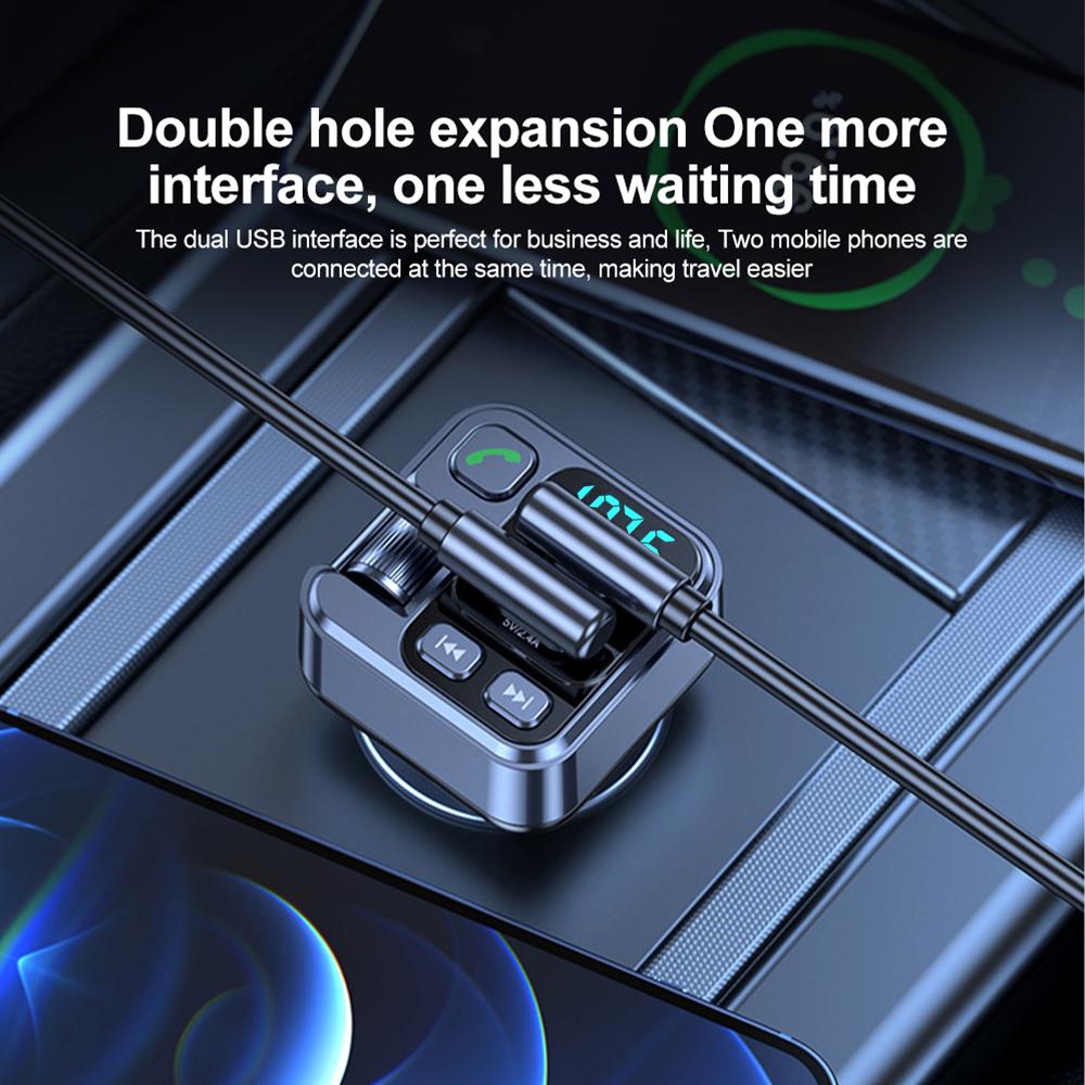 Bluetooth 5.1 Car FM Transmitter 30W PD USB Fast Charger Adapter Car MP3 Stereo Music Player Handsfree 3.5mm Aux Wireless Car Kit