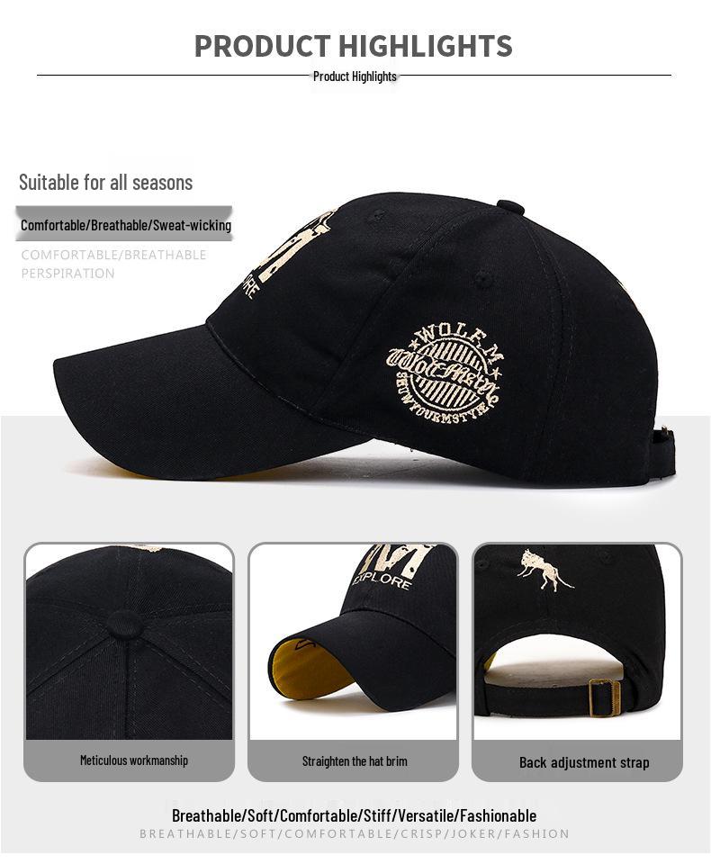 Baseballkappe mit Wolfstickerei im koreanischen Stil - Trendige Frühlings-Sonnenhut für Herren und Damen