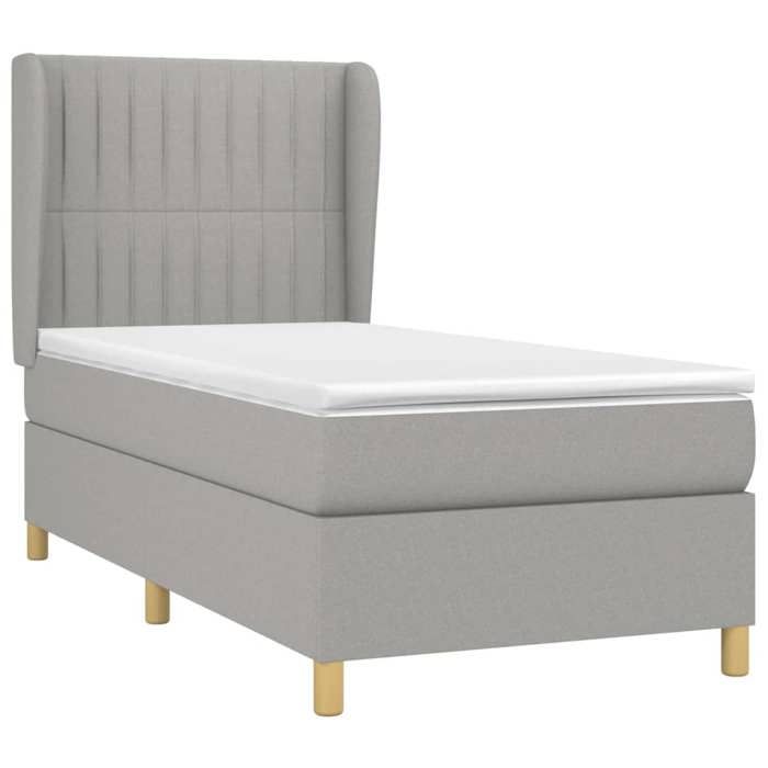 Maison Exclusive - Bed Slatted Base and Mattress Light Grey 90x190 Cm Fabric