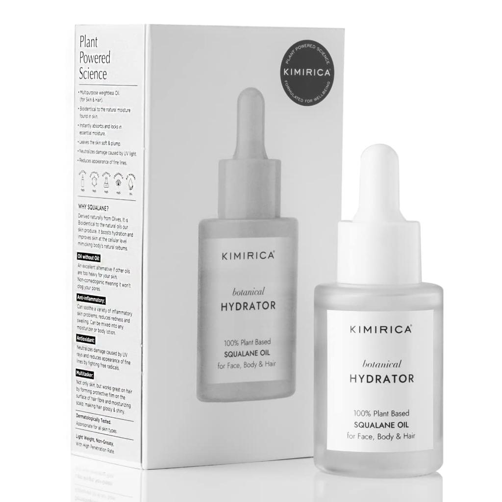 Kimirica Squalane Oil, 100% Plant-based Botanical Hydrator for Face, Body and Hair, 30 ml
