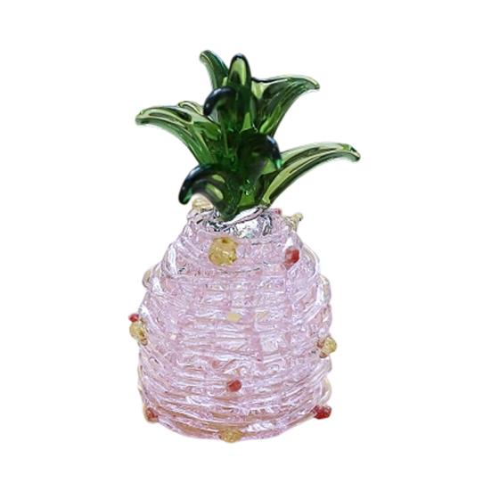 Hand Blown Glass Pineapple Figurine Collectible Mini Fruit Ornaments Faux Crystal Pineapple Sculpture for Crafts Home Kitchen Decor