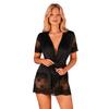 Obsessive - Sexy Lace Peignoir Maderris Black XS/S