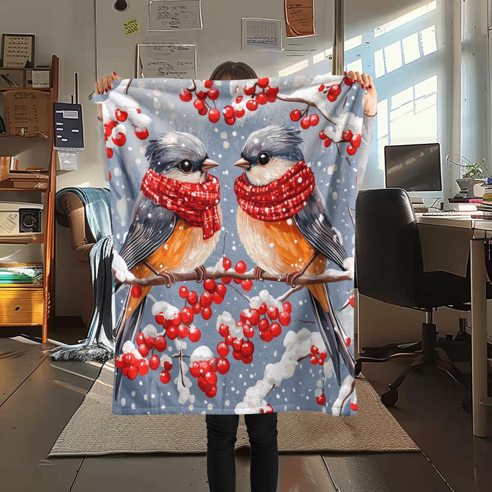 Branch Birds  Print Flannel Blanket, High quality Comfortable for All Seasons, Home Decor, Warmth and Comfort