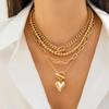 Set da 4 Pezzi Collana con Ciondolo a Forma di Cuore Colore Oro Punk per Donna 2024 Trendy Chiusura a Moschettone OT Catena per Collo con Perline Choker Gioielli Accessori Y2K