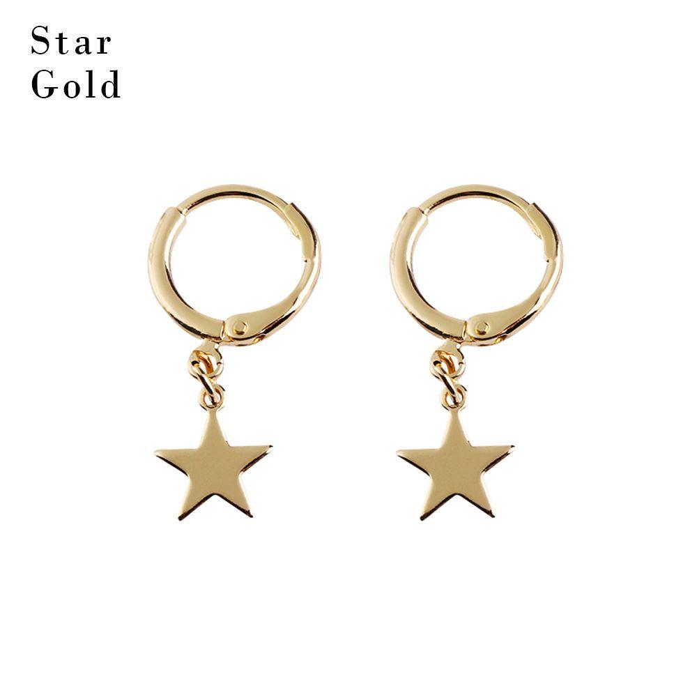 Women Tiny Moon Crescen Jewelry Huggie Hoop Earring Ear Piercing Ear-cuffs Small Star Charms