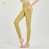 Colanți solizi de yoga pentru femei Pantaloni de ciclism cu talie înaltă Colanți de sport confortabili pentru alergare cu buzunare