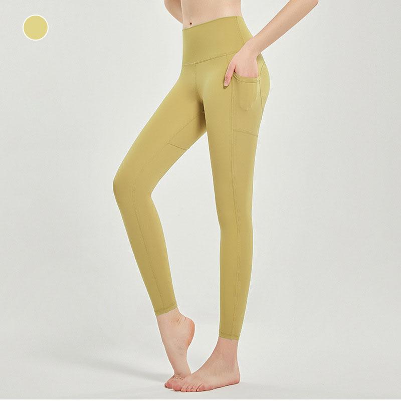 Colanți solizi de yoga pentru femei Pantaloni de ciclism cu talie înaltă Colanți de sport confortabili pentru alergare cu buzunare