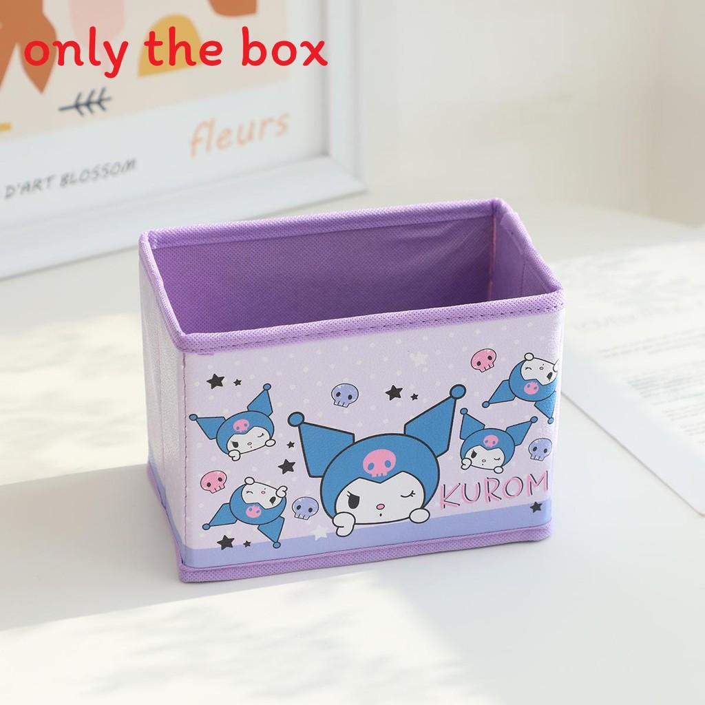 Hello Kitty Kuromi Cinnamoroll My Melody Pattern Foldable Desktop Storage Box For Makeup And Office Supplies