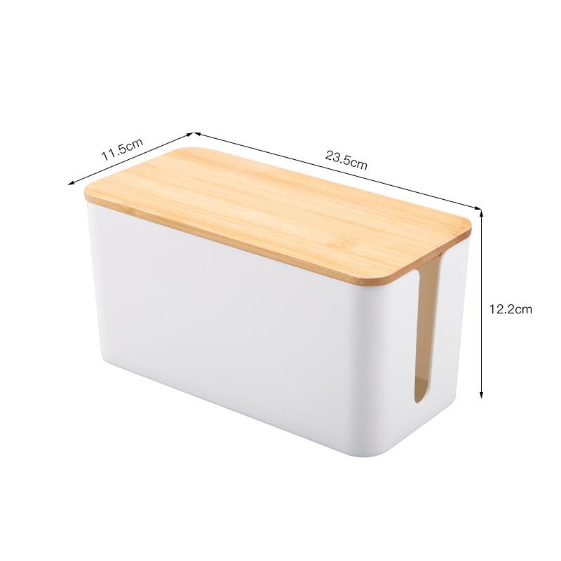 Cable Storage Box Wooden Power Line Storage Case Dustproof Charger Socket Organizer Wire Case Bedroom Cable Winder Organizer
