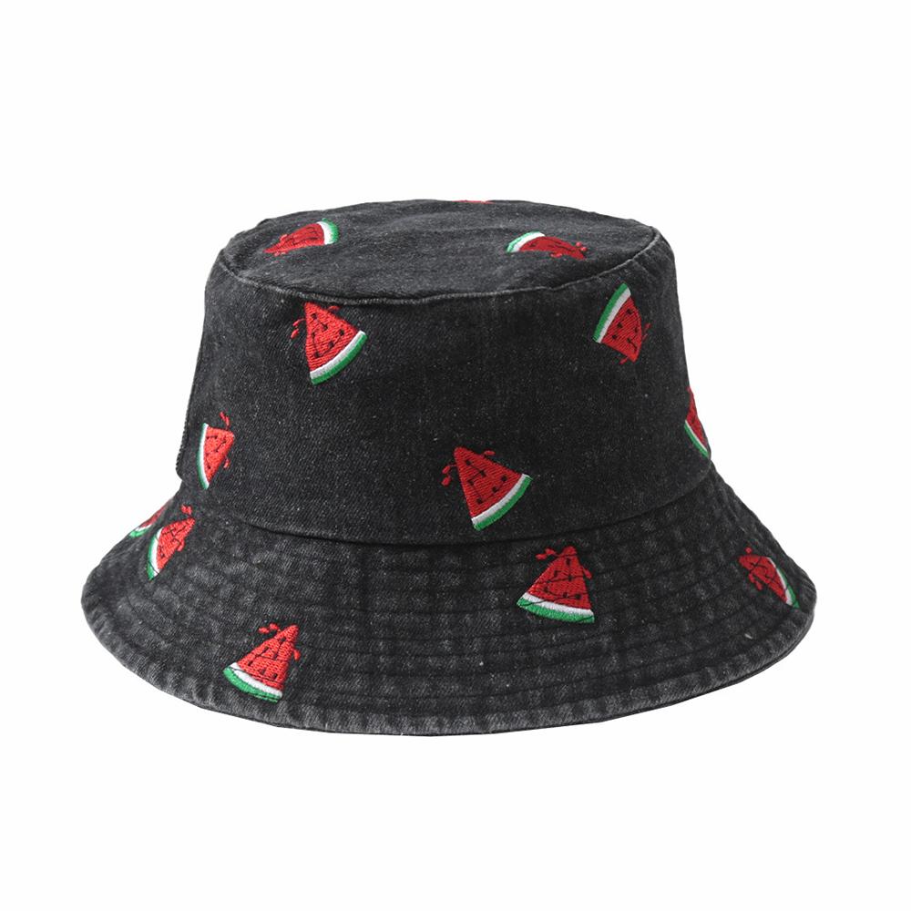 Emboridery Denim Bucket Hat Summer Travel Beach Sun Hats  for Women Men Fresh and Cute Fisherman Hats Wholesale Señora