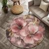 Soft Pink Rose Round Rug Realistic Flower Non Slip Floor Mat for Bedroom Living Room and Bathroom