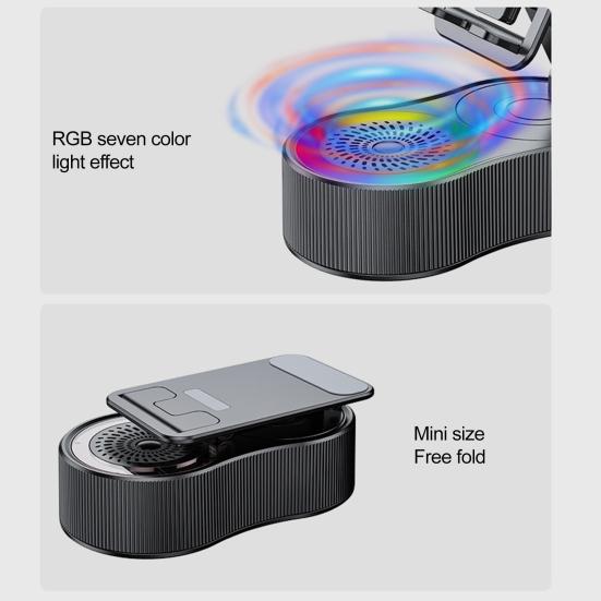 360 Degrees Rotatable Phone Stand with Wireless Bluetooth-compatible Speaker RGB Light Height