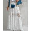 Elegant Lace Flower High Waist Long Skirt 2025 Spring and Summer Women Fashion Hollow Out Cool Soft Casual Vacation Beach Skirt