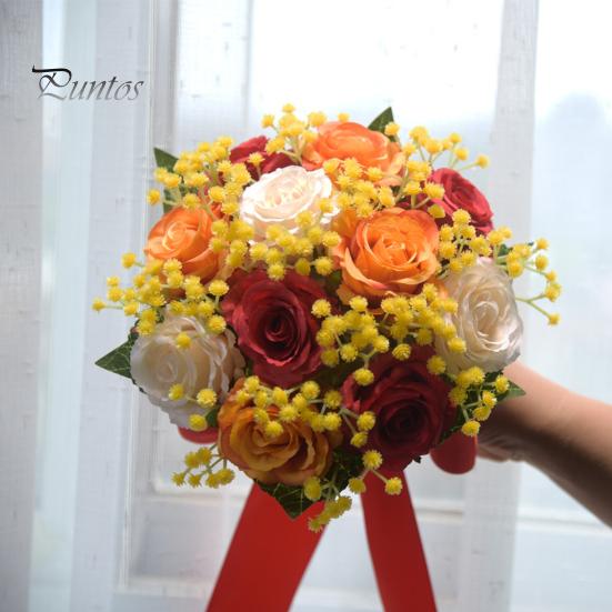 Bridal Bouquet Outdoor Wedding Bridesmaid Bouquet Artificial Rose Flowers for Wedding Ceremony Bridesmaids Anniversary Decor