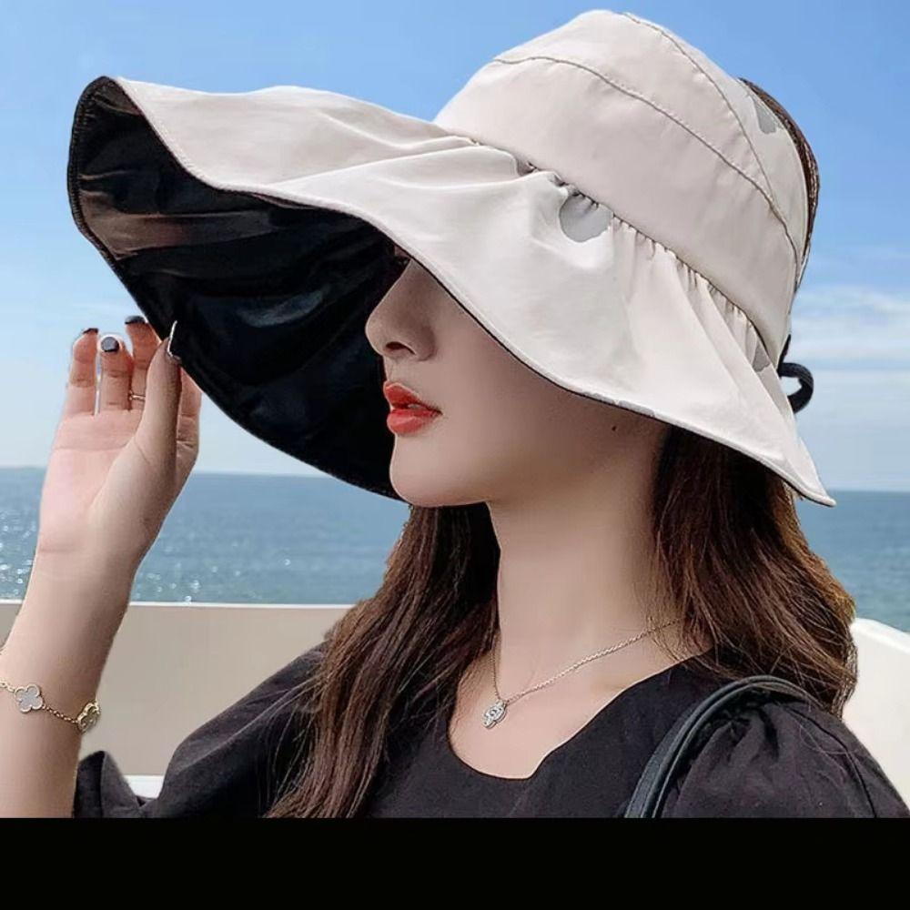 UV Protection Summer Sun Cap Foldable Sunscreen Bucket Hat Fashion Large Visor Sun Hat Beach