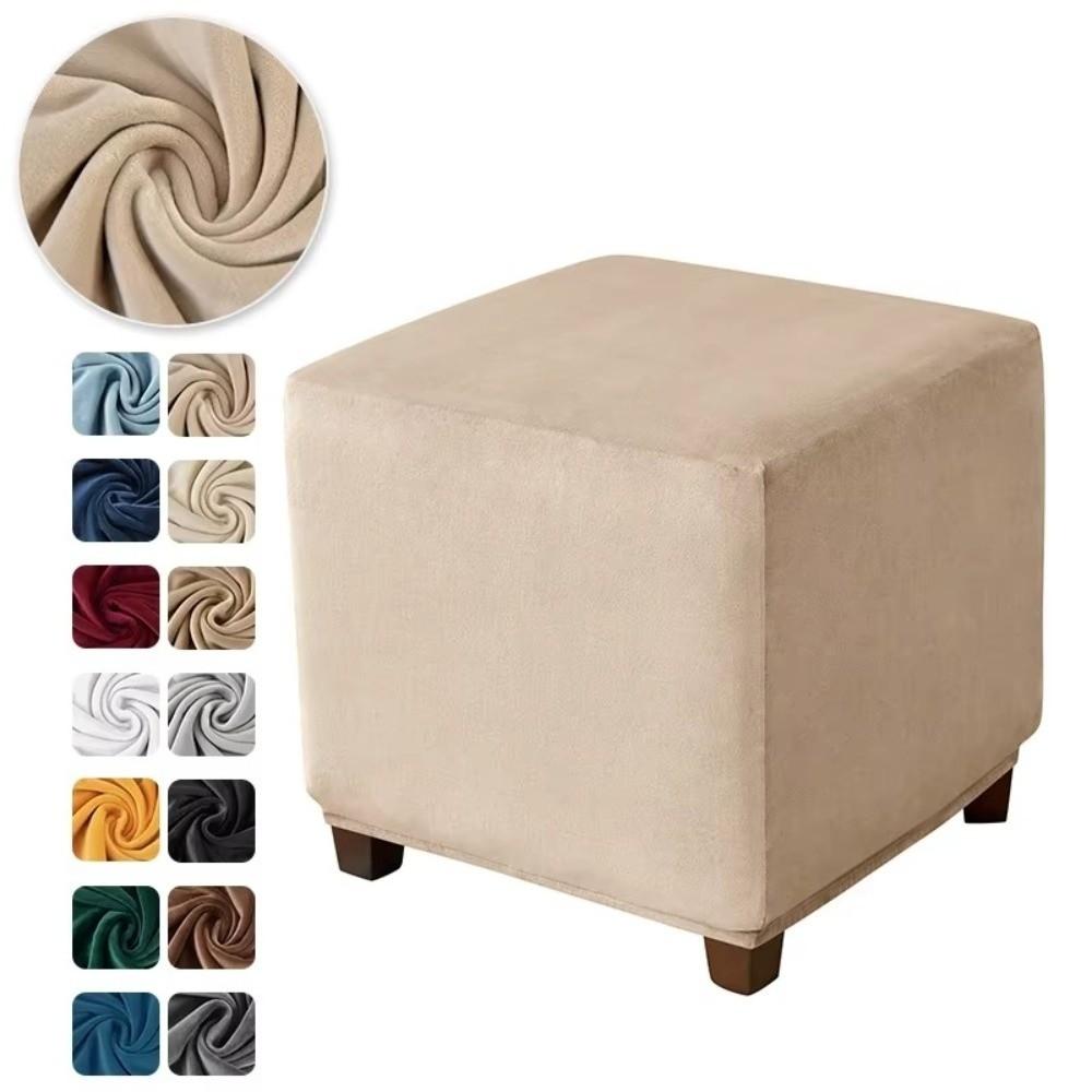 Velvet Footrest Slipcovers Elastic Furniture Protector Durable Ottoman Cover