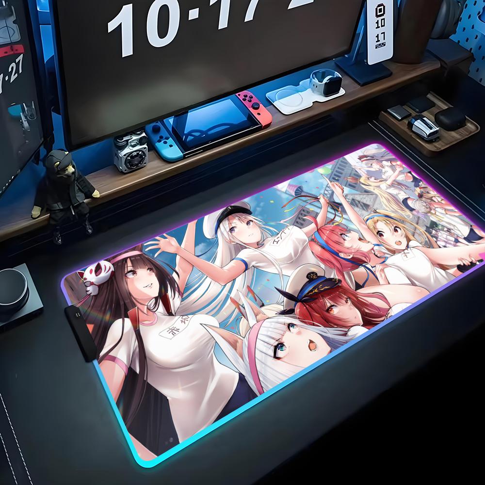 Azur lane Muismat RGB Gaming Muismat Grote LED Mat PC Bureau Mat Lichtgevende Muismat Grote Toetsenbordmatten Tafelkleed Met Achtergrondverlichting