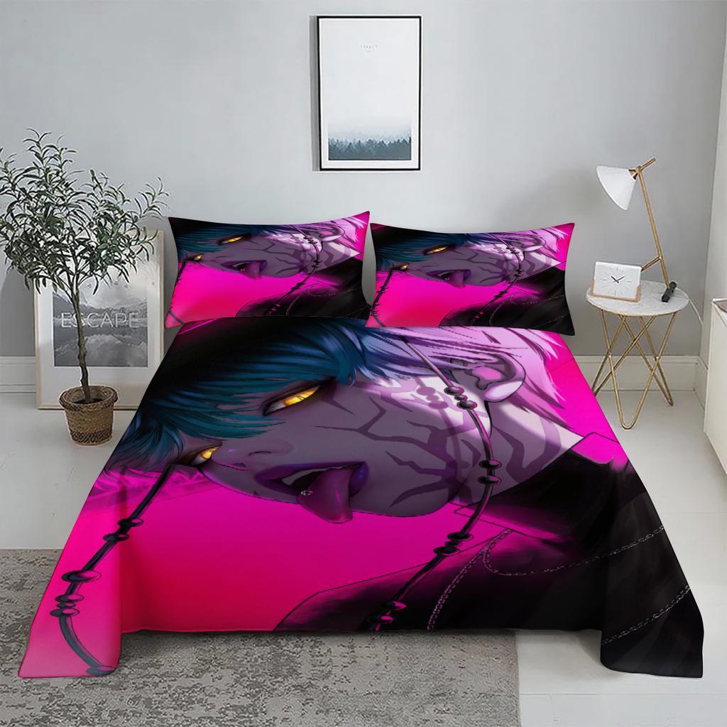 Villain boy K-Pop D-Demon Hunters 3D Printed Bed Sheet Set with Pillowcase Soft Bedding Kit for Home Decor