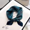 Retro Blue Mulberry Silk Scarf: Versatile Women's Fashion Accessory for Spring and Autumn