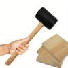 1PC Rubber Mallet Hammer Multifunctional Rubber Hammer For Floor Tile Installation Rubber Mallet With Fiberglass Solid Wood Handle