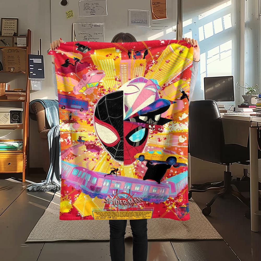 1PC Spider-Man Print Flannel Blanket, High Quality Comfortable for All Seasons, Home Decor, Warmth and Comfort, Perfect for Christmas Gifts