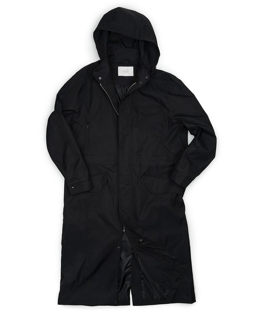 Yiyae Detachable Hood Long Cover Coat Black