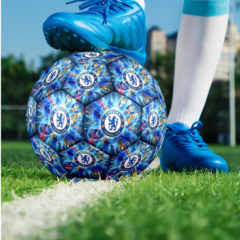 Chelsea FC Theme Soccer Ball Size 5 Soccer Ball Soft Touch Professional Training Football for Outdoor Sports