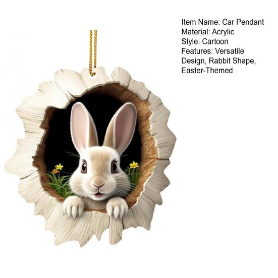  Pendentif d'intérieur de voiture Design de lapin sur le thème de Pâques Ornement suspendu Sac de voiture Espace de vie Sac Décoration intérieure