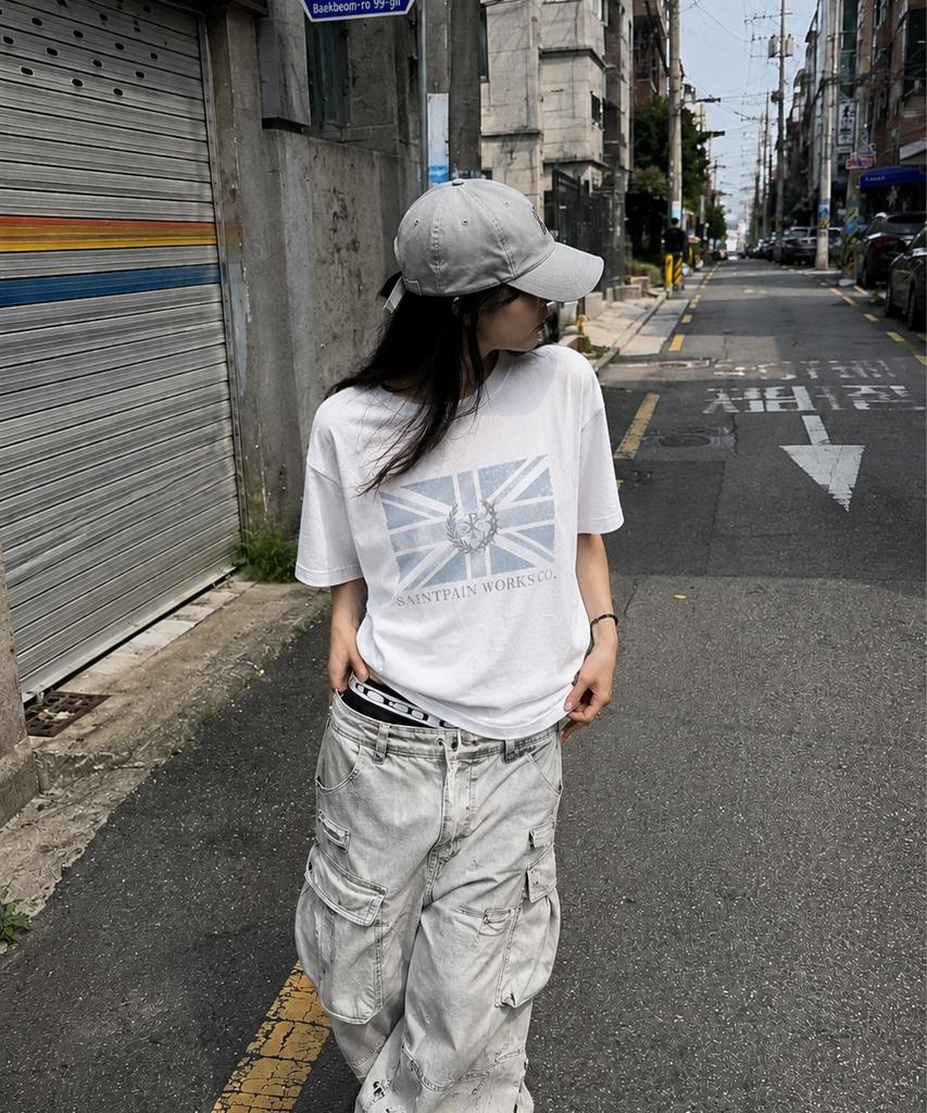SAINTPAIN Sp Vintage Union Jack Short Sleeve T-Shirt White