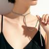 Fashion T-shaped Necklace Sexy Nightclub Super Flash Full Rhinestone Necklace Luxury Rhinestone Necklace Clavicle Chain