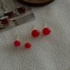 Red Natural Stone Niche Simple Versatile Stud Earrings Cool Wind Earrings Design Sense French Retro Earrings Women