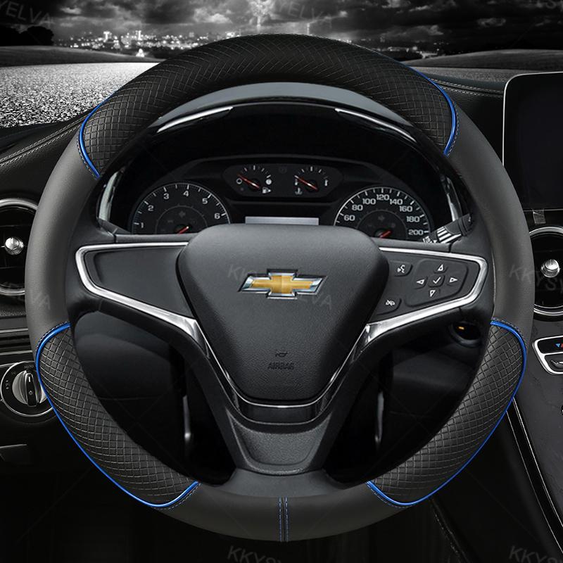 Auto-Lenkradbezug 38cm 15" Leder Für Chevrolet Cruze Malibu Sail Spark Captiva Equinox Trax/Tracker AVEO Lova Wohnmobil RP1
