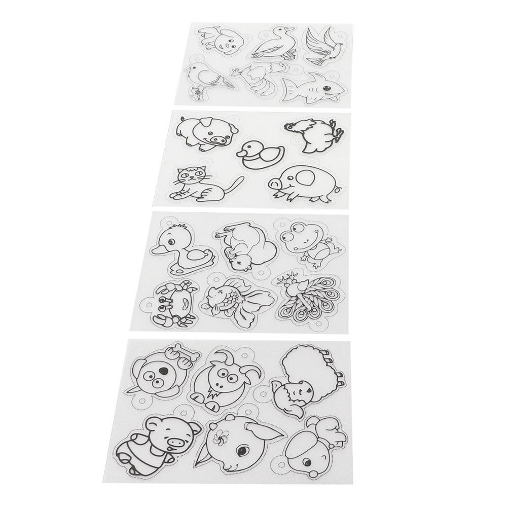 8pcs Colorable Heat Shrink Sheets Different Patterns Shrink Film Sheets DIY Keychain