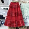 Elegant Plus Size A-line Mesh Patchwork Skirt - Fairy Gauze, Fluffy Layered Cake Design