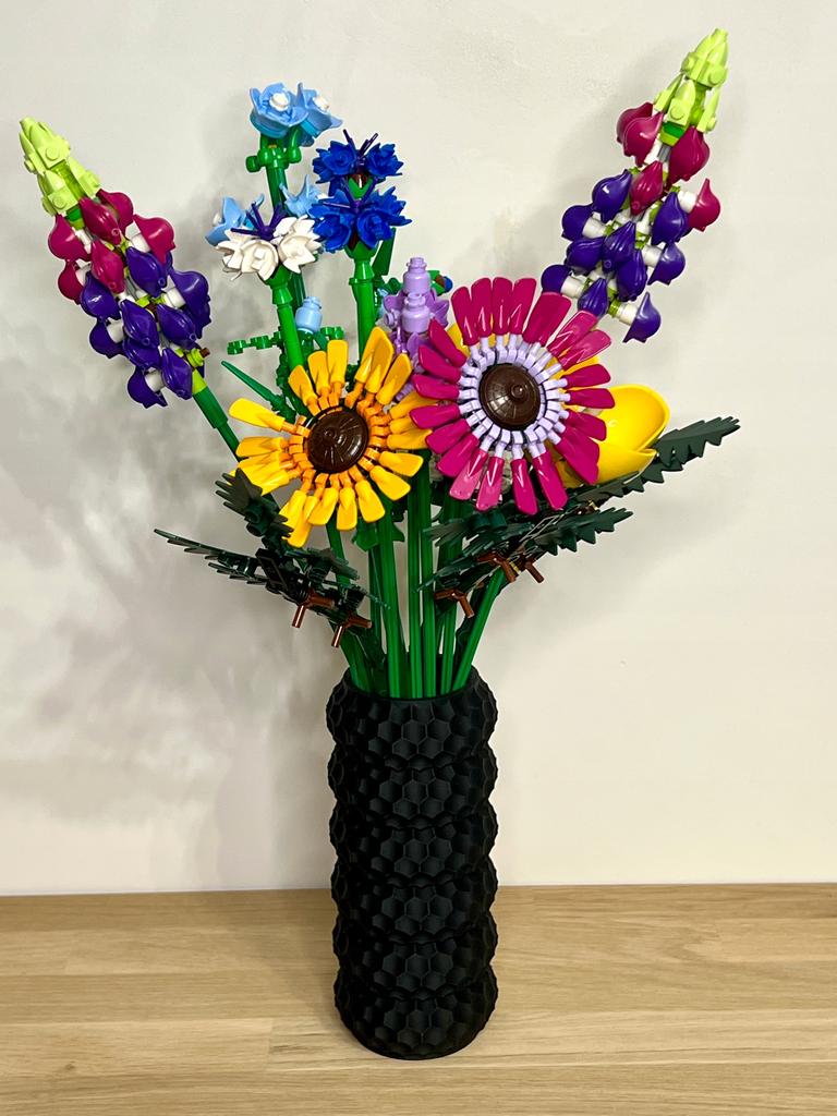 Vase for Lego for Artificial Flowers Grasses Decorative Modern Black 17cm