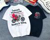 Japanese Trendy Brand Lucky Ghost Little Devil Print Retro Motorcycle Kaji Short-sleeved T-shirt Pure Cotton Men and Women