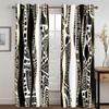 Striped Abstract Art Modern Black and Gold 2 Pieces Light Filtering Curtain for Living Room Bedroom Home Window Drape Decor