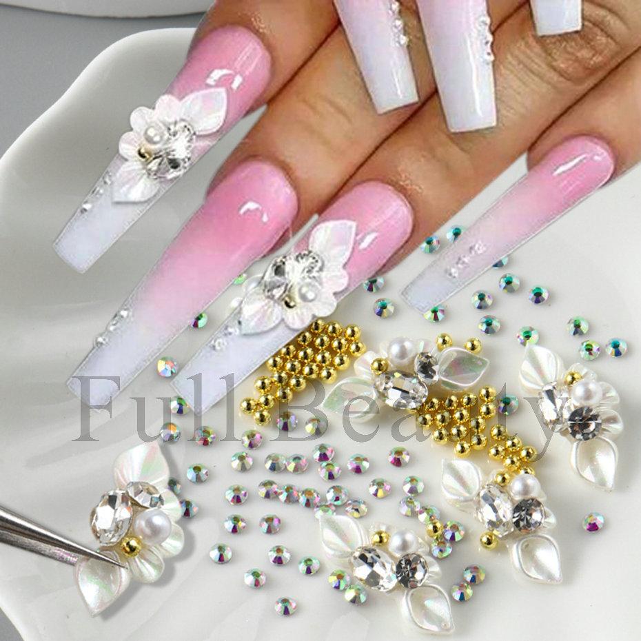 Nail Art Jewelry, Sweet Resin Petals Stacked Diamond Three-Dimensional Modeling Mixed Diy Nail Jewelry