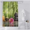 Casual Style Shower Curtain Zen Spa Balanced Stone Wild Grass Reflection In Water Meditation Still Life Art Design Bath Curtain